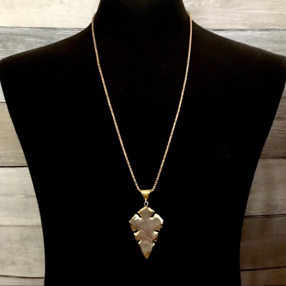 Gold edged notched chert arrowhead necklace - Picture 1 of 7